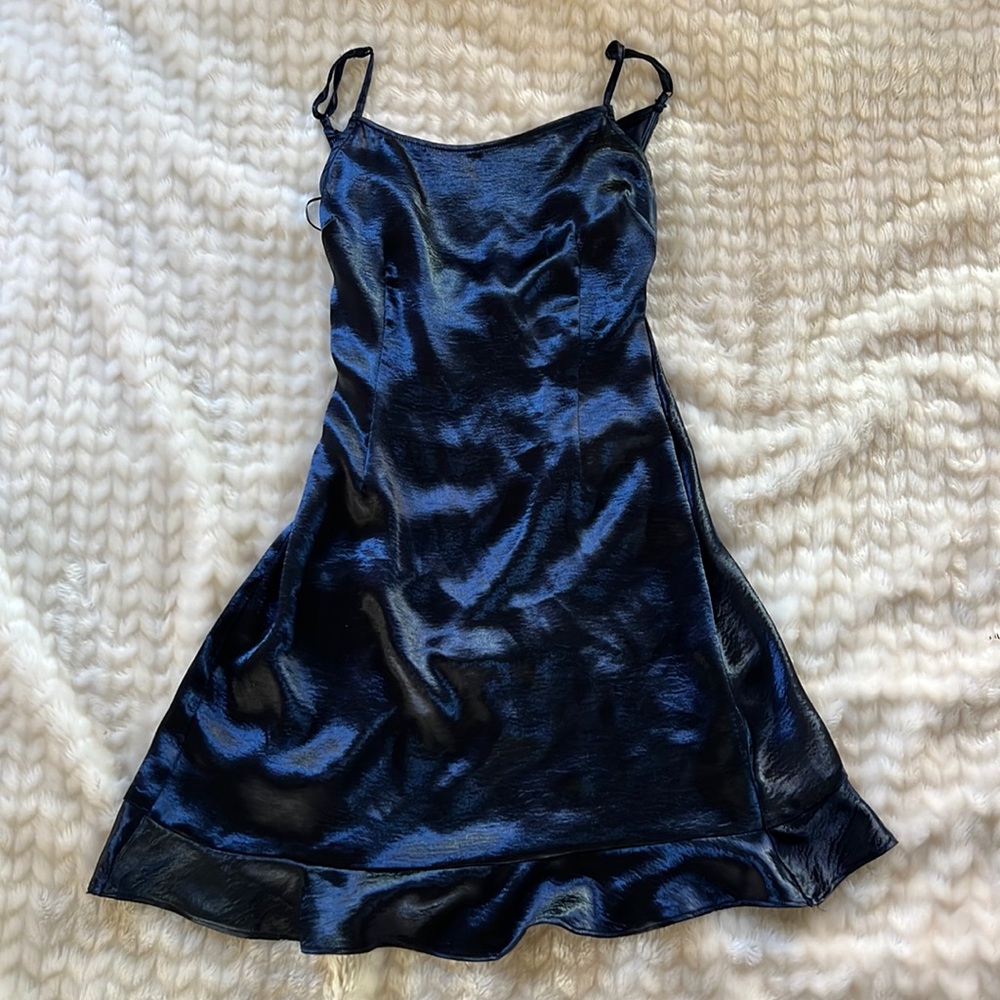 Polyester/spandex (satin looking) dark navy Cocktail dress